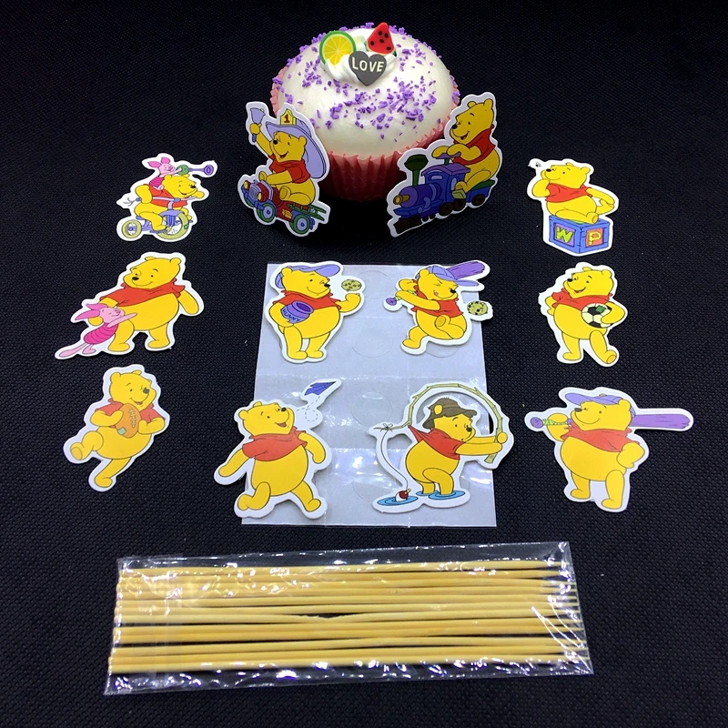 12pcs Lot Winnie The Pooh Bear Pig Train Car Cake Cupcake