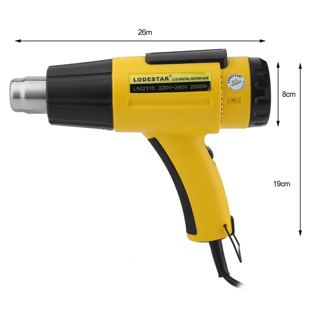 Loestar 2000 Вт Электрический горячий Воздушный пистолет Тепловая пушка+ насадка с регулируемой температурой ручной инструмент для зачистки краски Воздуходувка с ЖК-дисплеем