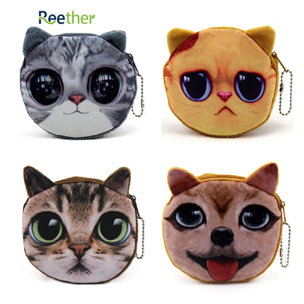 

REETHER Girls Plush Coin Purse Wallet 3D Animal Cartoon Cash Bags Headset Storage Package Keychain Bag Decoration Gift