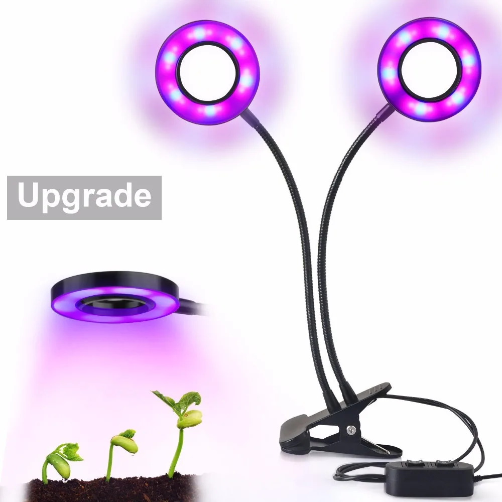 

Grow Light DIY 360 Flexible Lamp for Plants Gooseneck Dual Head Grow LED Holder Clip Desktop Green Indoor Flower DZL-PL003