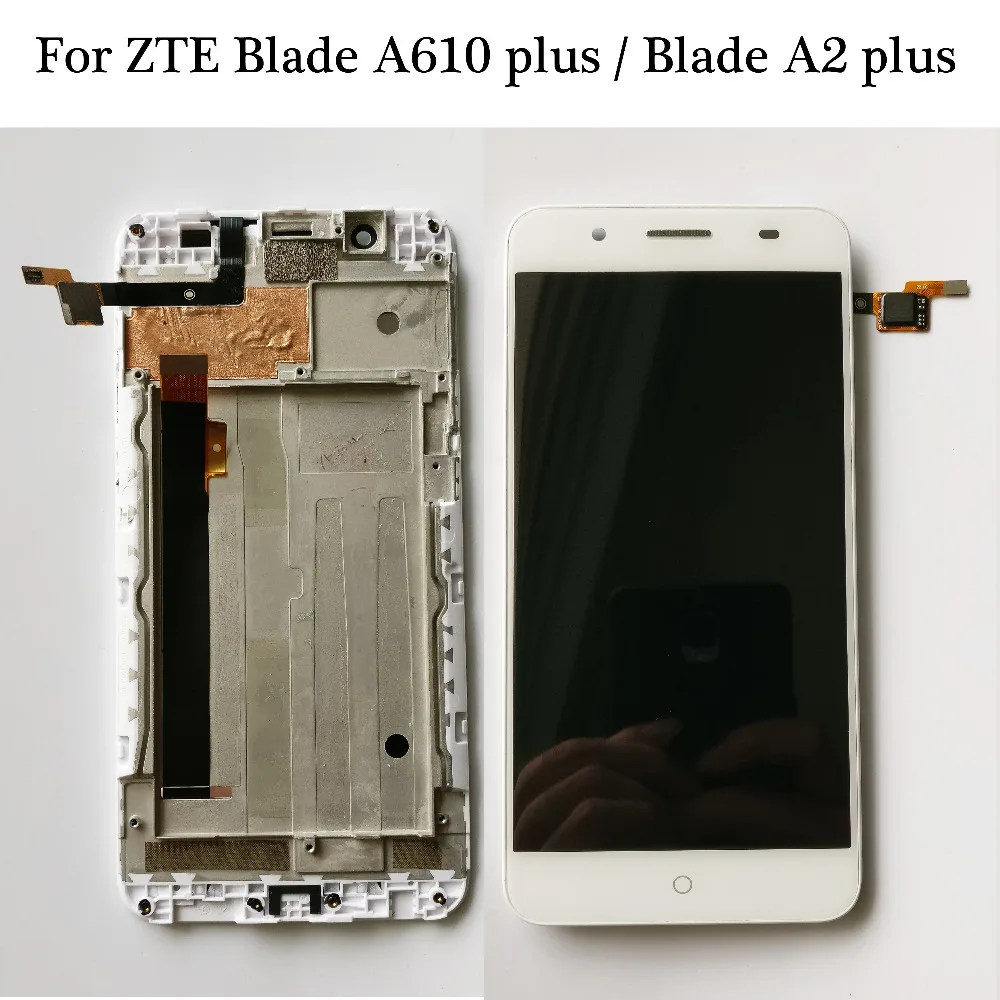 

Tested White 5.5 inch For ZTE Blade A610 plus / Blade A2 plus BV0730 LCD Display + Touch Screen Digitizer Assembly With Frame
