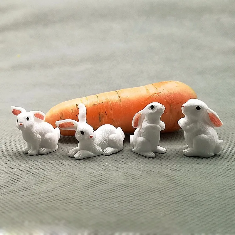 1 шт. 12 стильных кроликов, пасхальное украшение, миниатюрный заяц, фигурка животного из смолы, мини-кролик, садовый орнамент, аксессуары для творчества