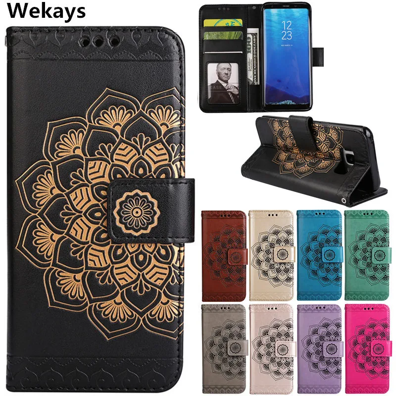 Роскошные Rilievo цветок кожаный захлопывающийся чехол Чехол для samsung Galaxy S3 S4 S5 S6 край S7 край S8 Plus Note 8 Note8 чехол Coque