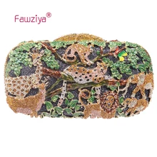 Fawziya Kupplung Gold Sparkle Wald Tiermuster Mode & Trendy Stil Handtasche