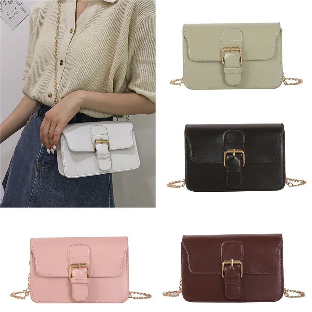 

New Fashion Solid Color Shoulder Bag Women Wild Messenger Bag Purses Fashion One-Shoulder Small Square Bag bolsos de mujer #C