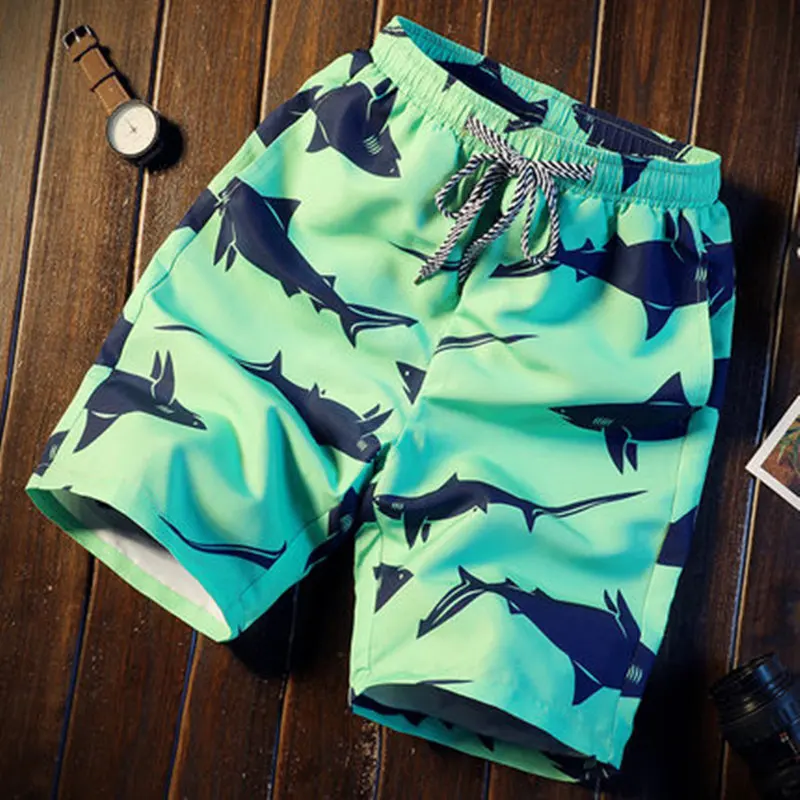 

Casual Short Pants Summer Breathable Quick Dry Printed Elastic Waist Beach Shorts Men