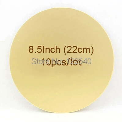

8.5Inch 22cm 10pcs/lot Gold Cake Circle Cardboard Base disposable Mousse Paper Cake Tray paper pad cake pallet Free Shipping