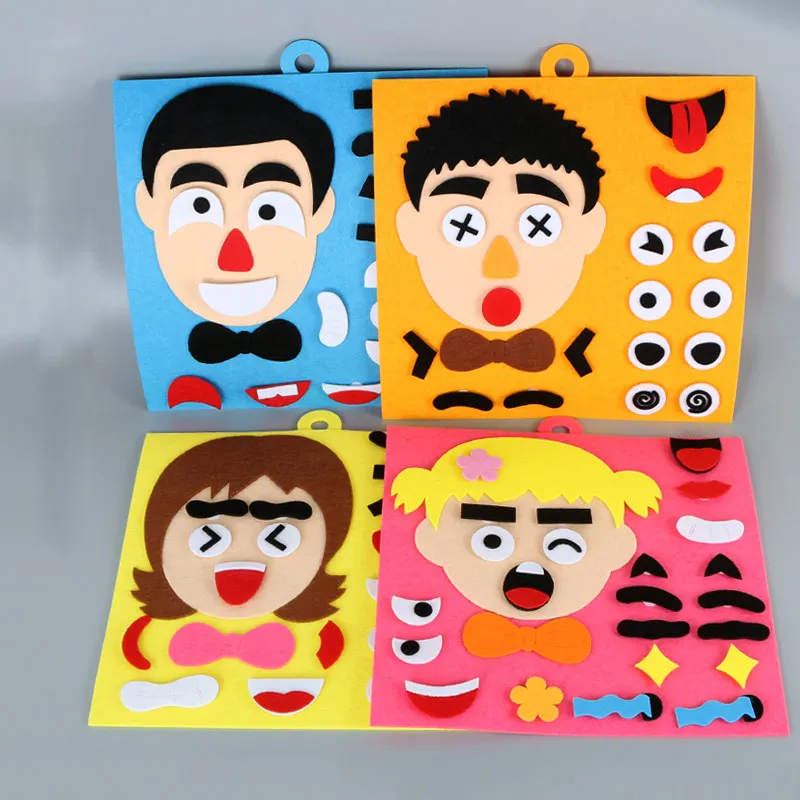  Big Felt Cloth Facial Expression Kids Can Combine Any Expression Intellectual Felt Puzzle Teaching  - 32858121073