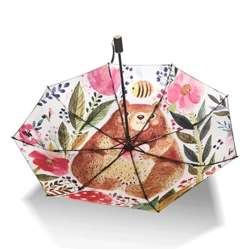 

Double Layer Umbrella Children Creative Three Fold Travel Windproof UV Umbrella Parasol Garden Criativo Ladies Sun Rain 50KO022