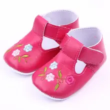 Anti-slip Sole Крючок и Петлю Кожа Ребенка Малыша Обувь Для Девочек 0-15 Месяцев