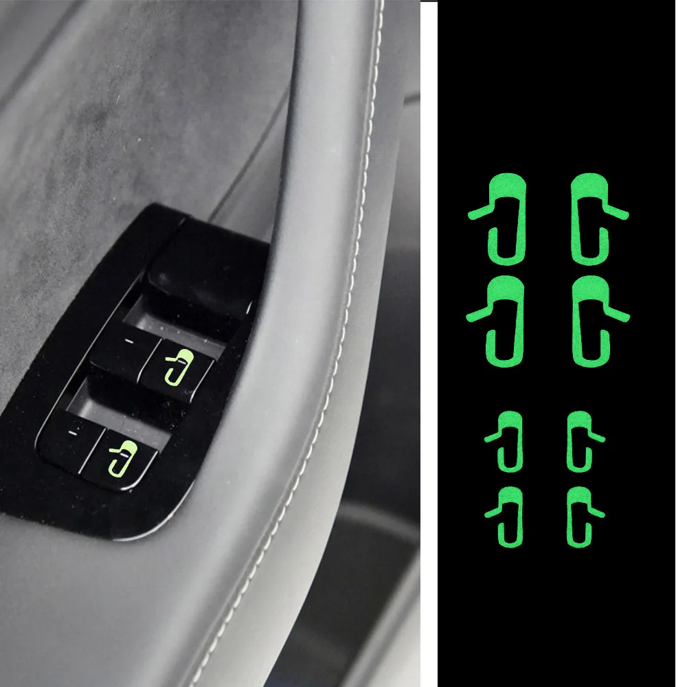 

8pcs Car Door Open Exit Sticker Decal Interior Decoration Door Open Button Reminder Switch Handle Sticker for Tesla Model 3