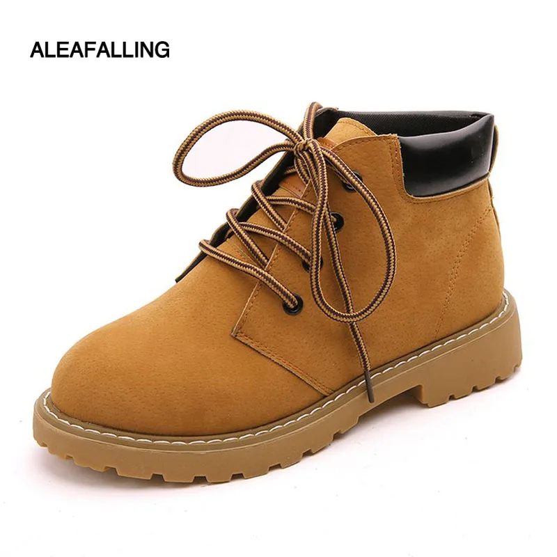 

Aleafalling new arrival cute mature boots woman shoes flat with shoes woman pu leather ankle boots lace up botas WBT87