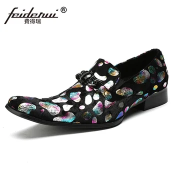 

Plus Size Italian Metal Trim Pointed Toe Man Formal Dress Footwear Cow Suede Leather Slip on Men's Banquet Party Shoes SL275