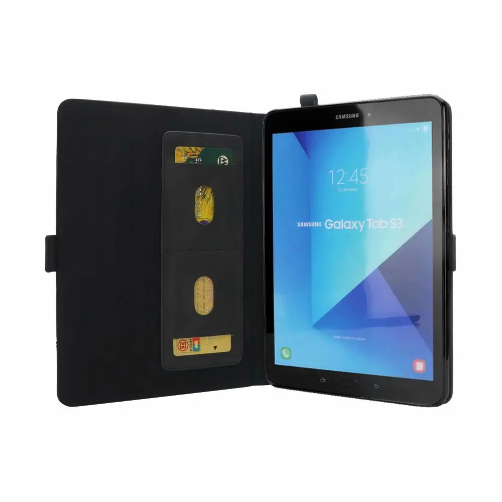Противоударный Двойной Ряд Kickstand Card Solt чехол для Samsung Galaxy Tab S3 9,7 ''с держателем ручки кожаный смарт-чехол для T820 T825