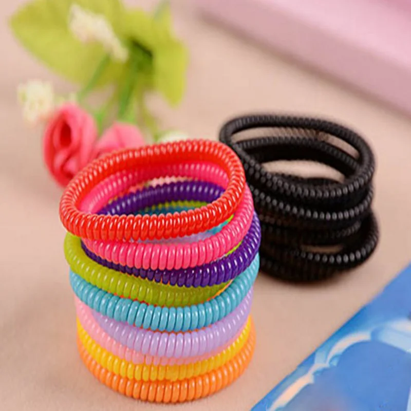 جديد حار 1 PC/5 PCS سيدة الملونة سلك الهاتف البلاستيك الحبال سوبر رقيقة المطاط النساء رباط شعر الفتيات الشعر الحبال الشعر العلاقات