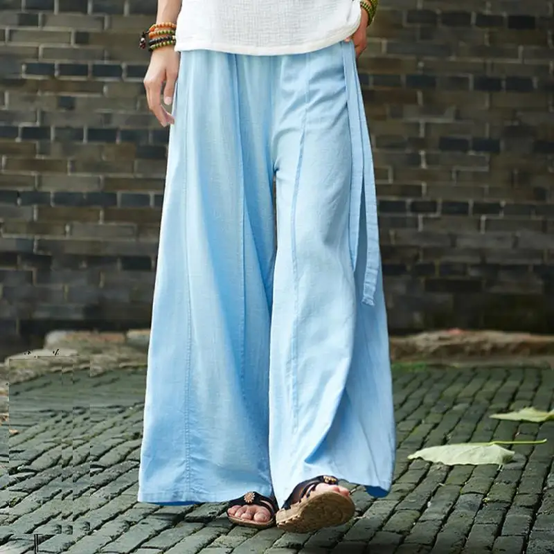 

2018 autumn winter pantalon femme cotton and linen women long trousers original retro national style plus size leisure pants