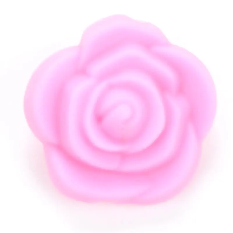 50 шт./лот Горячая 21 мм двусторонний цветок розы Силиконовые бусы для прорезывания зубов ожерелье без БФА - Цвет: pink