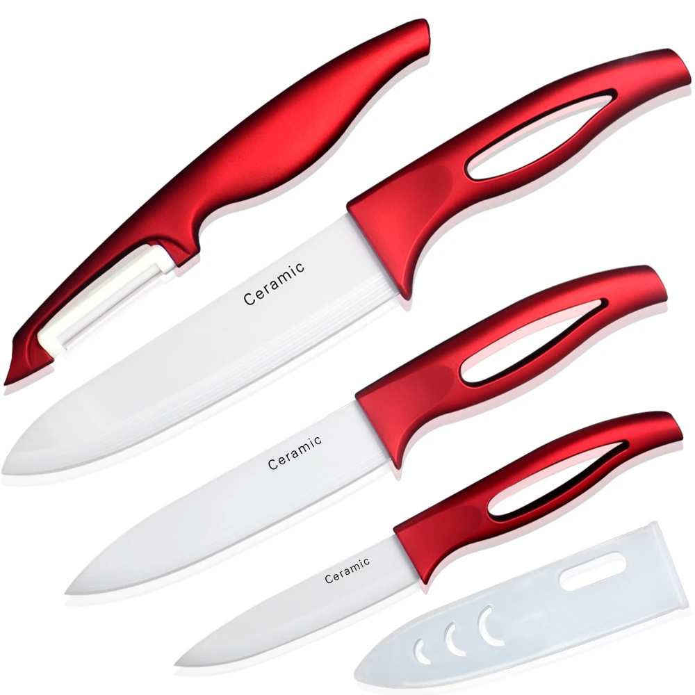 High grade ceramic knives set + one ceramic peeler sharp 6, 5, 4 inch