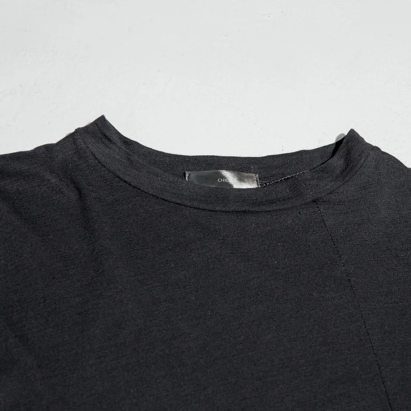 [EAM] Весенняя модная новая Однотонная футболка с разрезом, Корейская свободная Модальная Необычная футболка, топы, тонкие женские футболки T29800