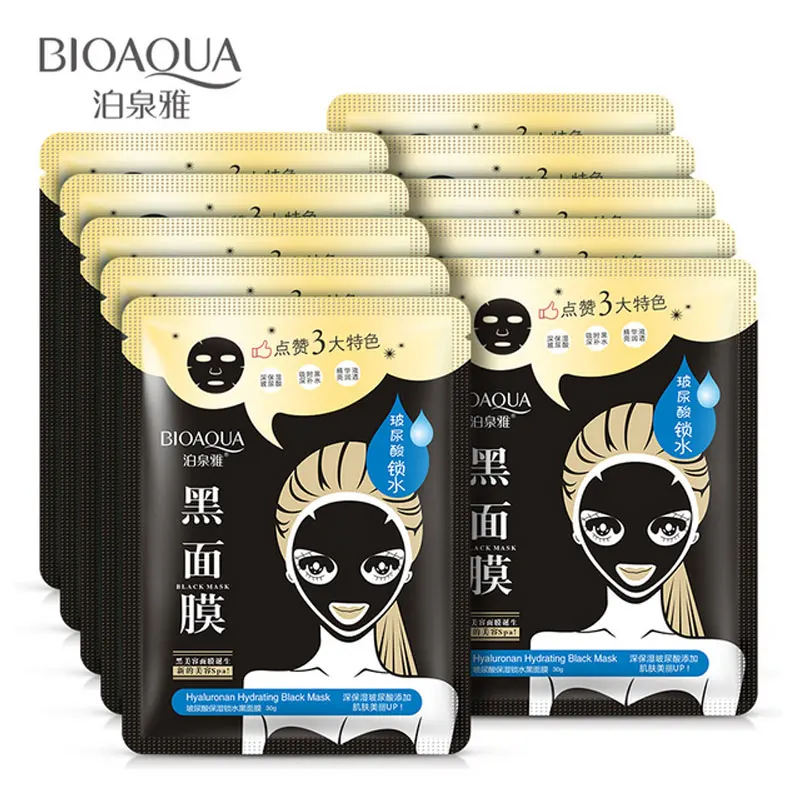 BIOAQUA Black Mask Moisture Face Mask Blackhead Cleaner Hyaluronic Acid