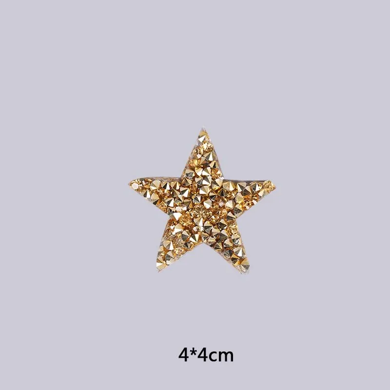 Gold 4cm Горячий кристалл горный хрусталь звезда патч ручной работы мотив Железный на патчи аппликация для теплопередачи одежды обуви мешок - Цвет: Gold 4cm
