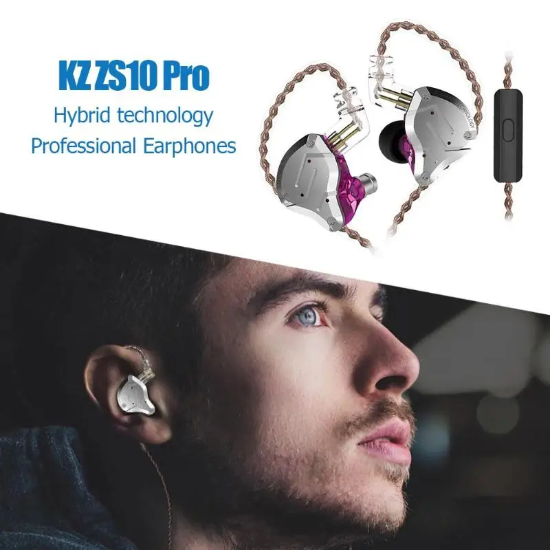 KZ ZS10 Pro металлическая гарнитура 4BA+ 1DD Hybrid 10 шт HIFI бас наушники