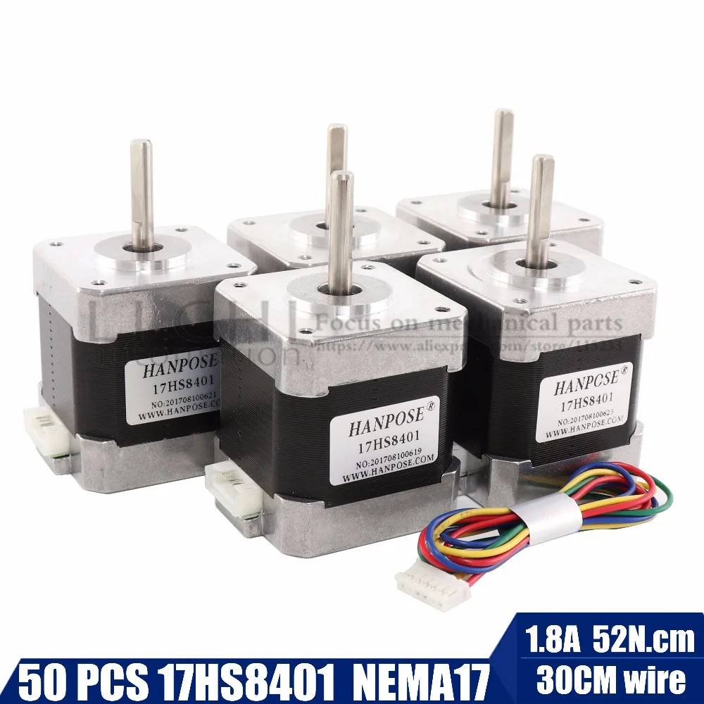 

50pcs 4-lead Nema17 Stepper Motor 42 motor Nema 17 motor 42BYGH 1.8A (17HS8401) motor for 3D printer
