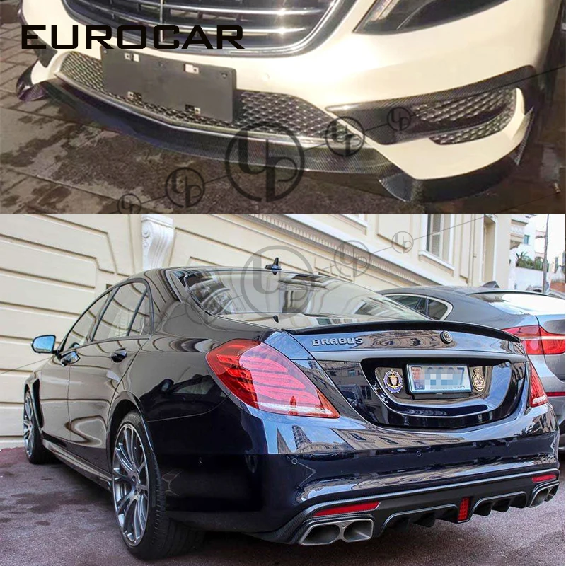 S класс W222 передняя губа S63 диффузор S65 B стиль Углеродные передние губ борода