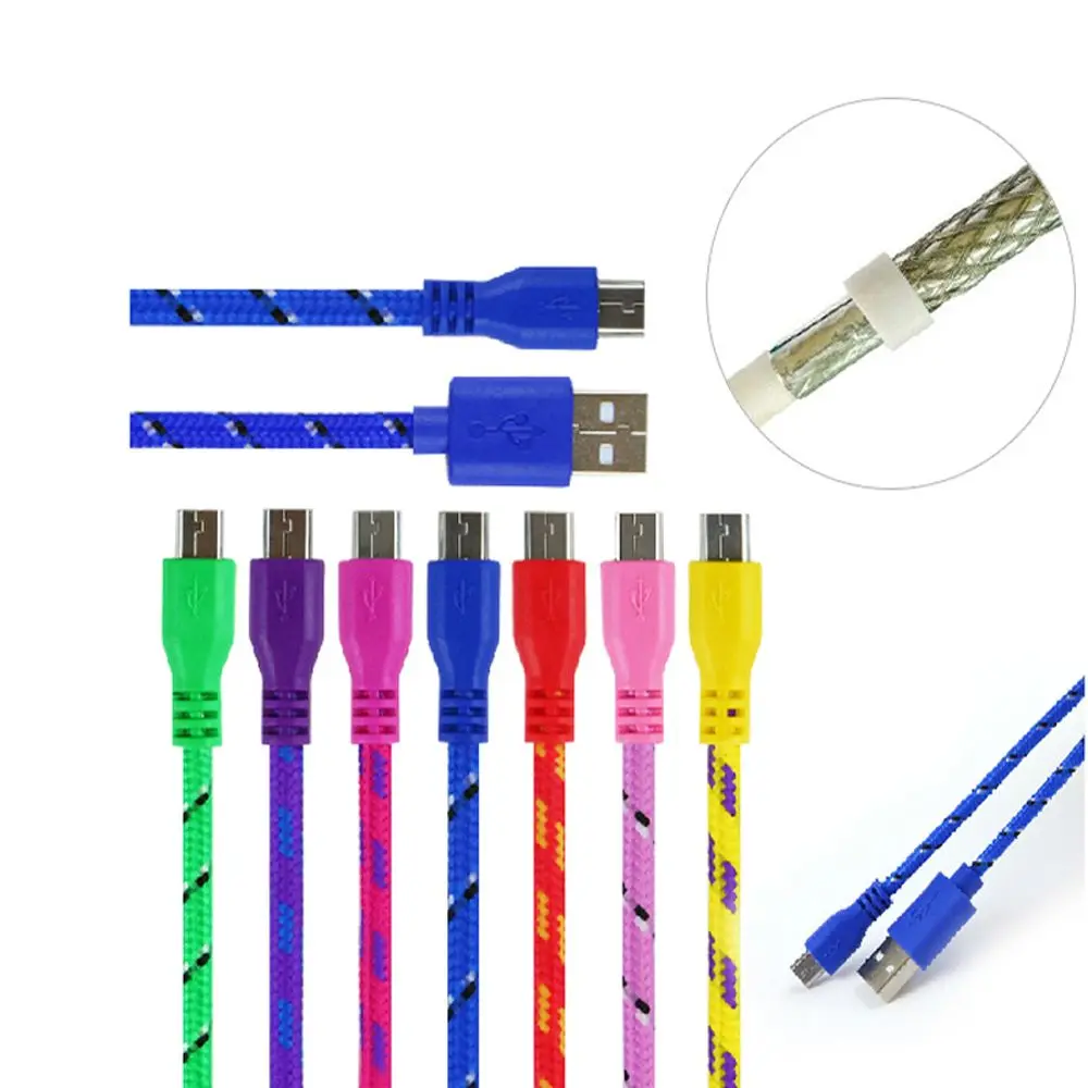 Нейлоновый плетеный 3 м/10 футов Вязаный Круглый Плетеный Шнур Micro USB зарядное