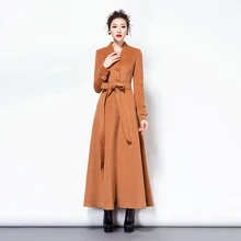2017 New Fashion Winter Wool Coat Slim Single-Breasted Long Slim Wool Coat Woolen Trench Coat Women Windbreaker