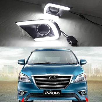 

Car Flasing 1 Set drl For Toyota Innova 2013 2014 2015 LED DRL Daytime Running Lights with turn signal Daylight Fog light cover