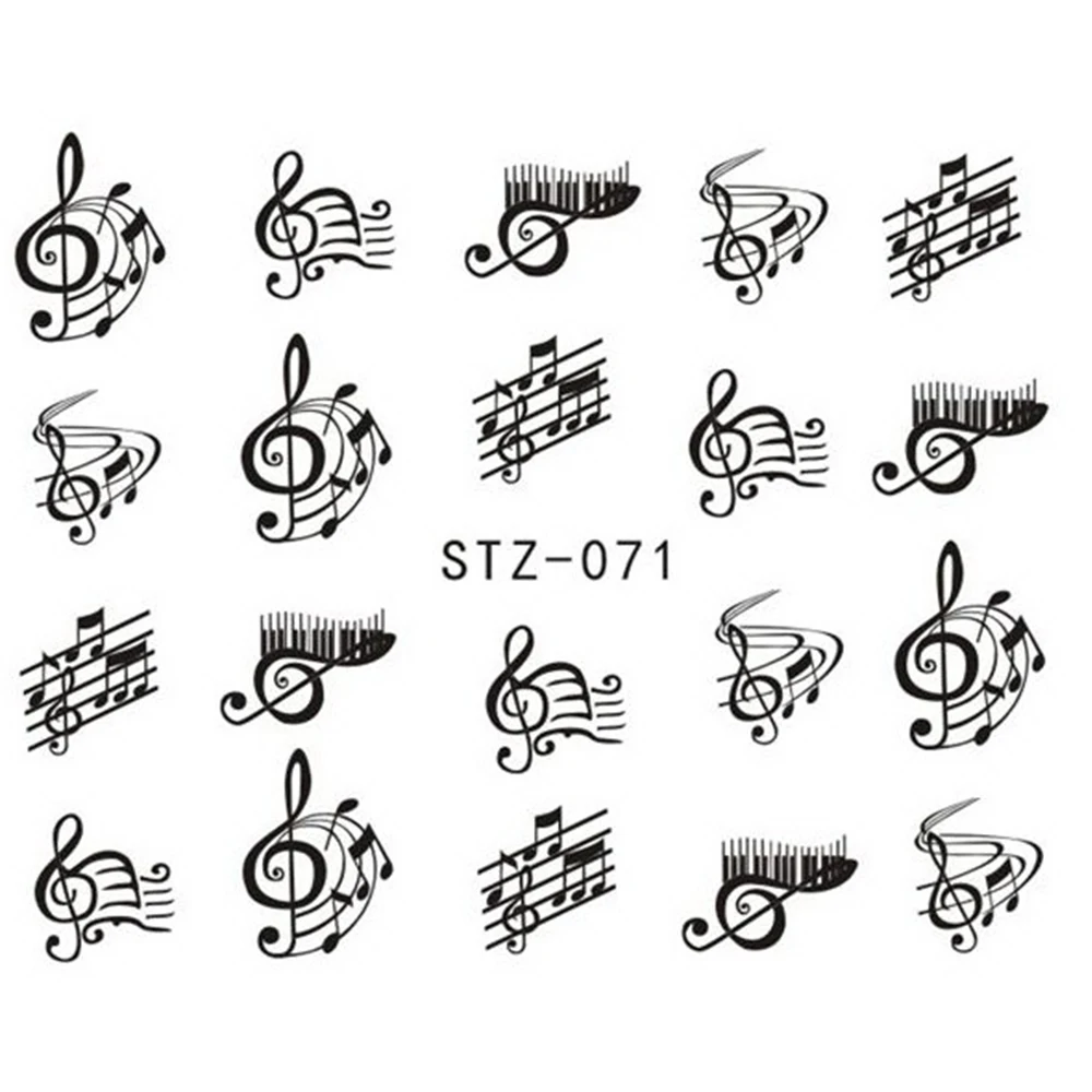 

1 Sheet Nail Art Decorations Nail Sticker DIY Black Colors Music Note Nails Designs Water Transfer Decals Styling TRSTZ018-658