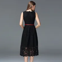 MMIWIMD Plus Size Europe Women Summer Dresses 2017 New Casual High waist sleeveless Slim hollow sexy lace Long Dress Vestidos