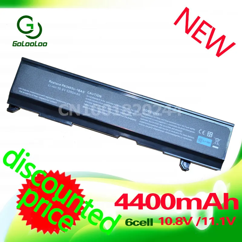 

Golooloo 11.1v 4400MaH 6cells Replacement Laptop Battery for Toshiba 3451 A135 M55 M40 PA3465U-1BRS PA3465U-1BAS PABAS069