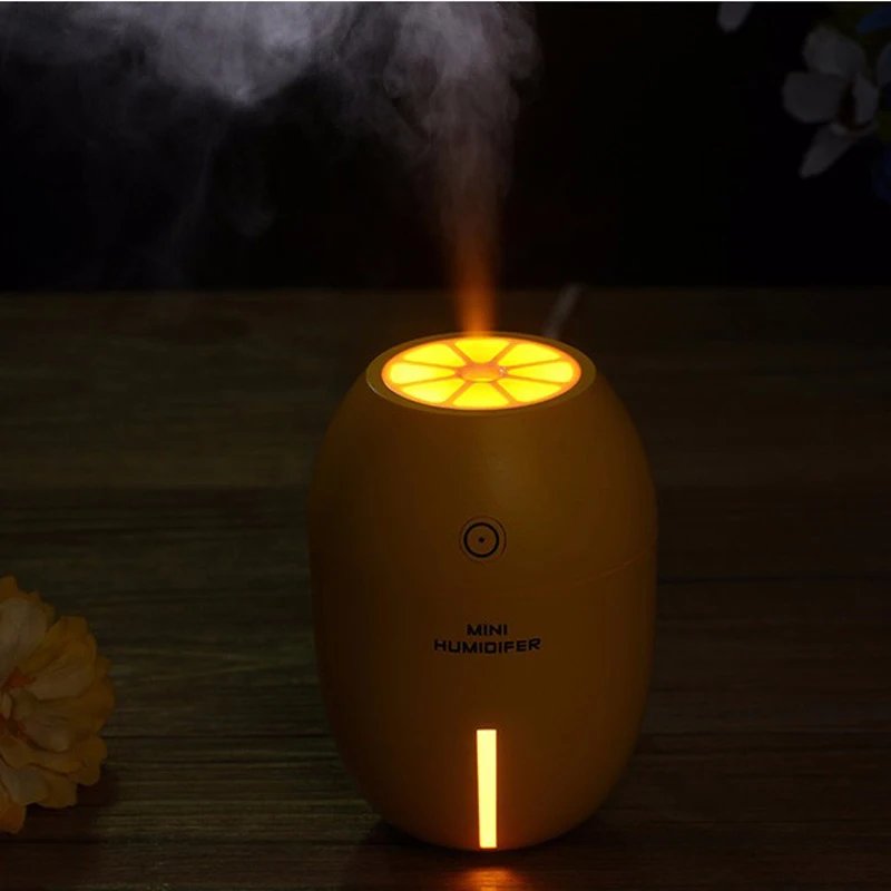 

New 180ML Lemon Mini USB Portable Ultrasonic Humidifier DC 5V LED Light Air Purifier Mist Maker For Home Office Car