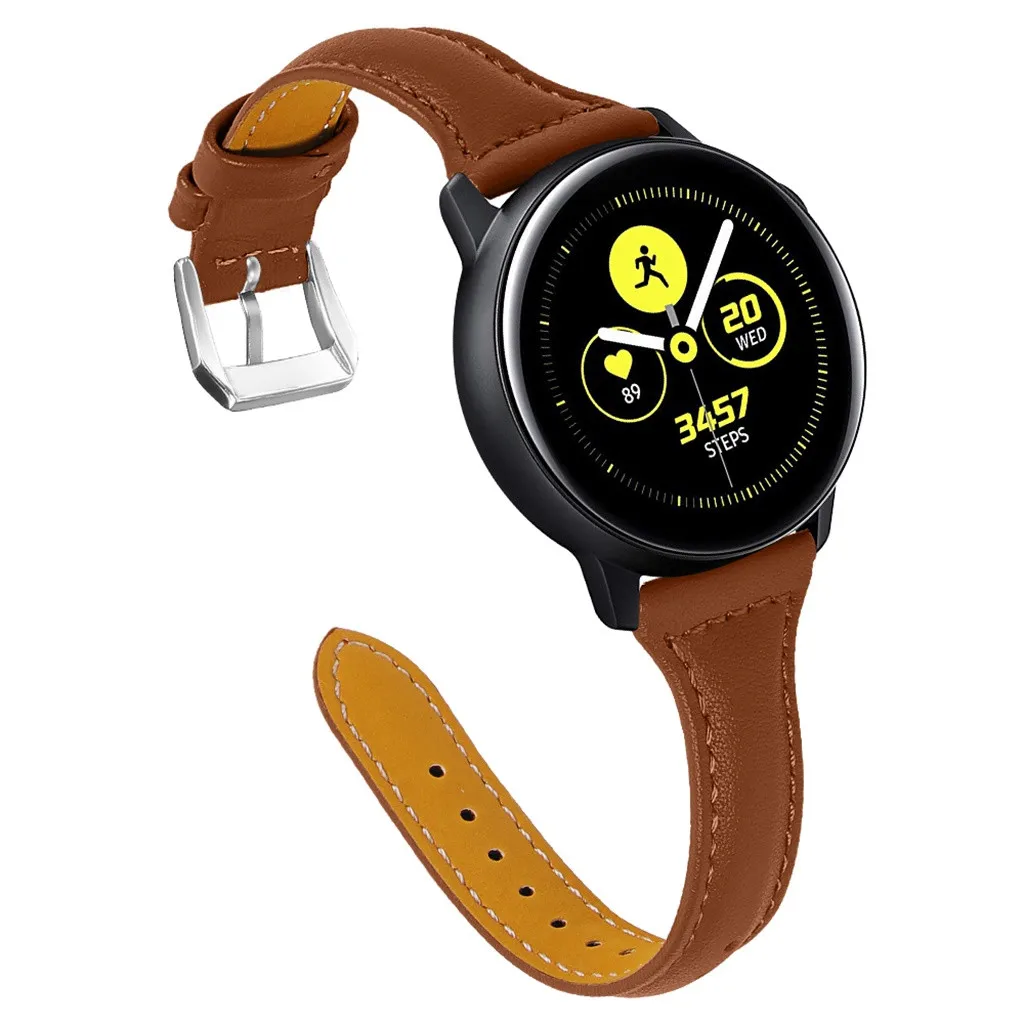 

2019 Fashion Women Men Watchbands For Samsung Galaxy Watch active 20mm Leather Pin Buckle Replacement Watch Wrist Strap Band