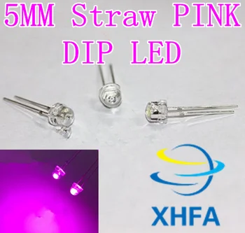 

5000PCS 5mm Pink LED Straw Hat Light Emitting Diode Transparent Ultra Bright Lamp Bead Plug-in DIY Kit Practice Wide Angle