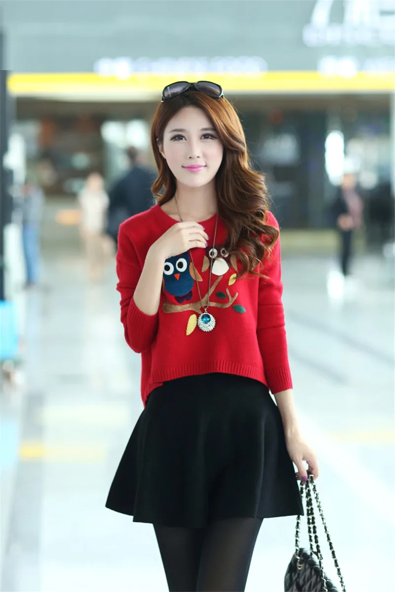 Женский Свободный корейский свитер размера плюс, женский короткий длинный абзац, вязаный свитер, свитер из кашемира - Цвет: 6