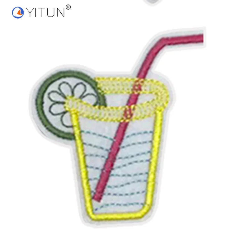

YITUN 10pcs Pink Shone Cake beverage Ice Crean Pattern Decoration Patches Embroidery Badge iron on for clothes Applique