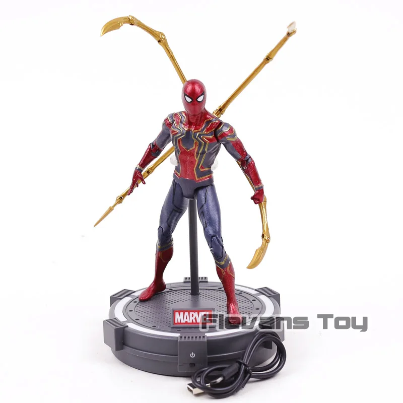 

Marvel Avengers Infinity War Iron Spider Spiderman Super Hero Action Figure Model Toy with LED Light