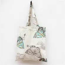 Yile вручную из хлопка и льна Экологичная многоразовая Для Покупок Сумка через плечо сумка-тоут большая бабочка L047