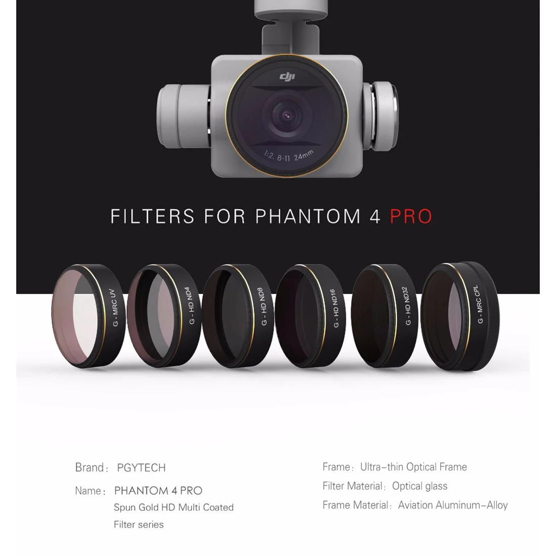 

PGYTECH For DJI phantom 4PRO V2.0 Accessories Lens Filters UV/ND4/8/16/32/CPL gradual HD Filter Drone gimbal Set