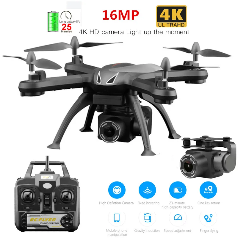 Новый Дрон 4k HD камера 480 p/720 p/1080 p Квадрокоптер Wi Fi FPV однокнопочный возврат полета
