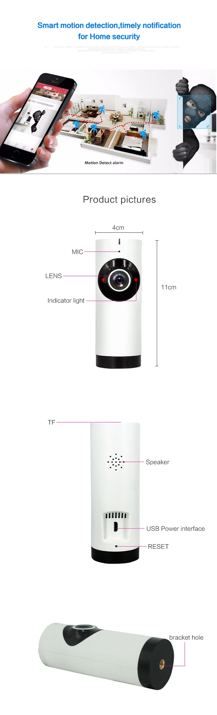 10 шт./лот 720 P беспроводная Wi-Fi ip-камера 185 градусов рыбий глаз мини-камера для домашнего видеонаблюдения