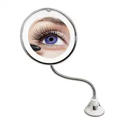 360 Поворотный гибкий макияж зеркало увеличительное со светодиодной и регулируемой ванное зеркало под туалетный столик