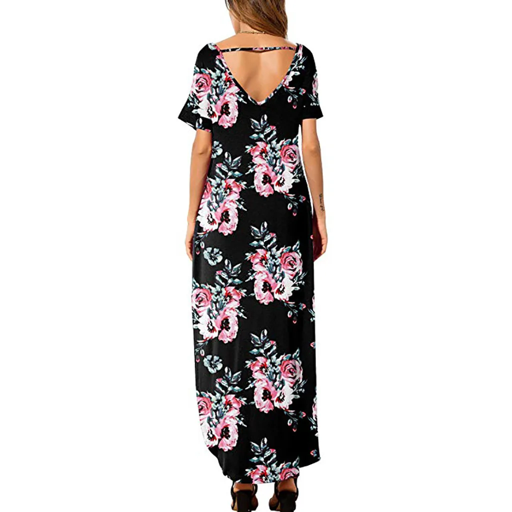 Oufisun летнее женское платье, повседневное Свободное длинное платье с цветочным принтом, летнее пляжное праздничное богемное женское платье большого размера, сарафан