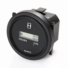 Round LCD Digital Hour Meter Gauge Quartz Gauge 4.5-90V DC