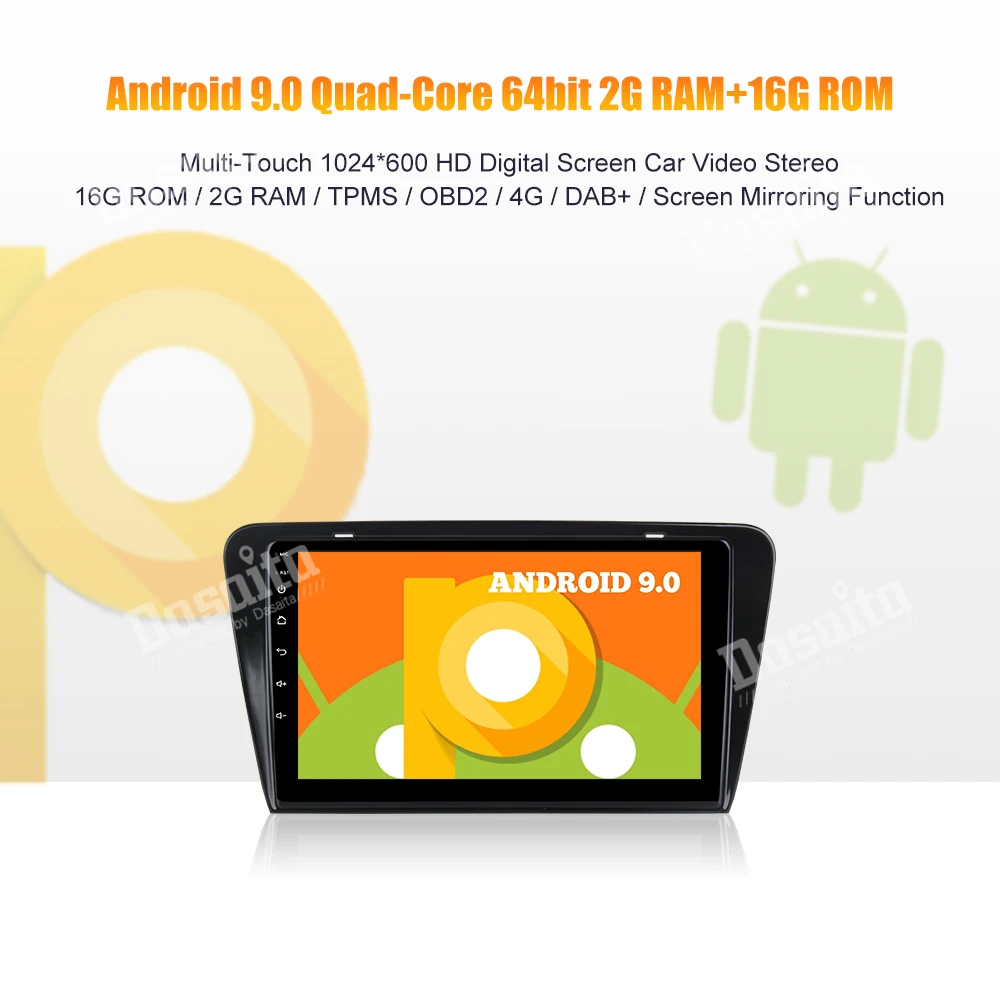 Perfect Android 9.0 Radio Car 1 din GPS Navigator 1080P Video with 10.2" IPS Screen for Skoda Octavia 2014 2015 2016 2017 0