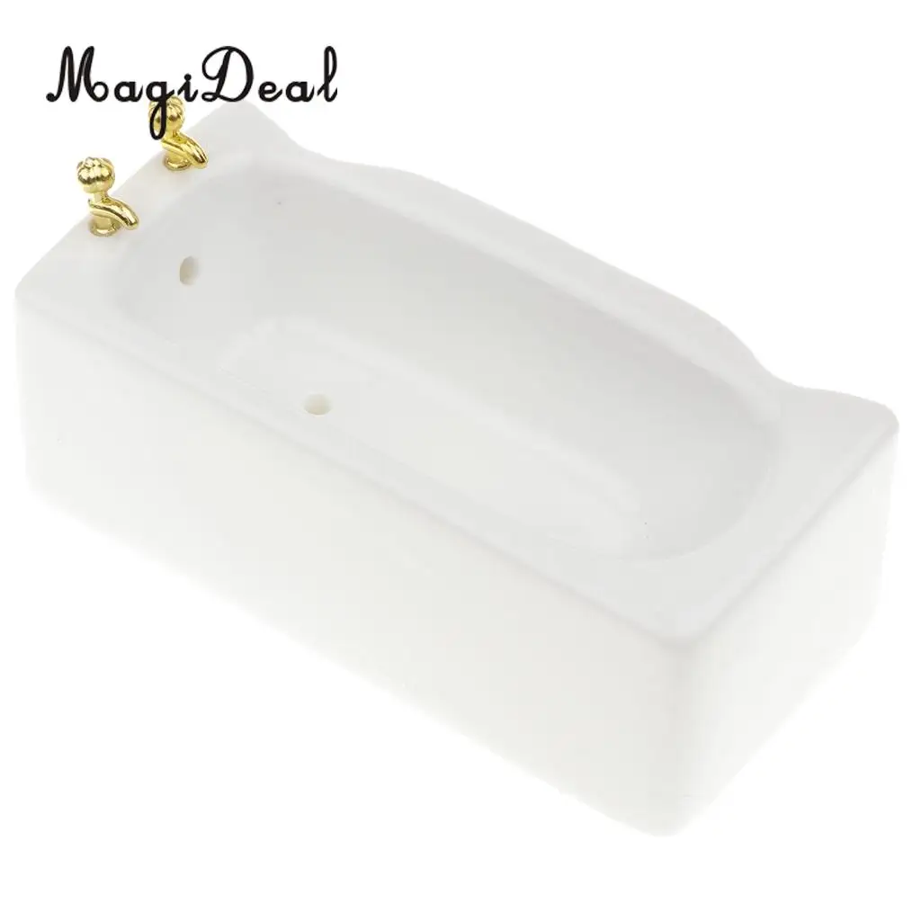 1/12 Ceramic White Square Bathroom Bathtub Dolls House Decoration Accessory Life Scenes Ornaments
