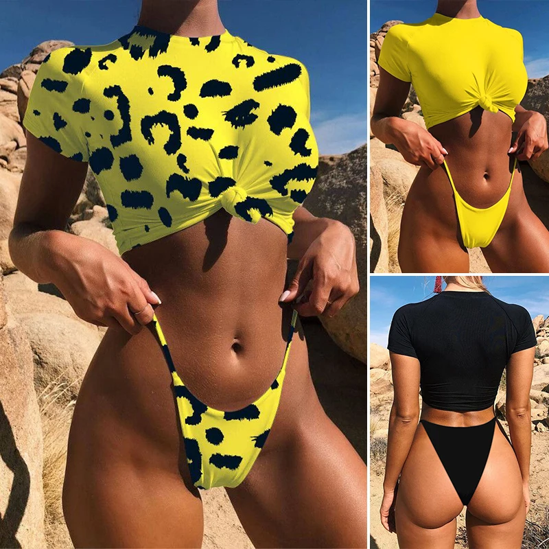 

Simple Style Sport Women Bikini Set Leopard Patchwork Low Waist Swimsuit Push Up Bikini Beach Wear Female Bathing Suit for Party